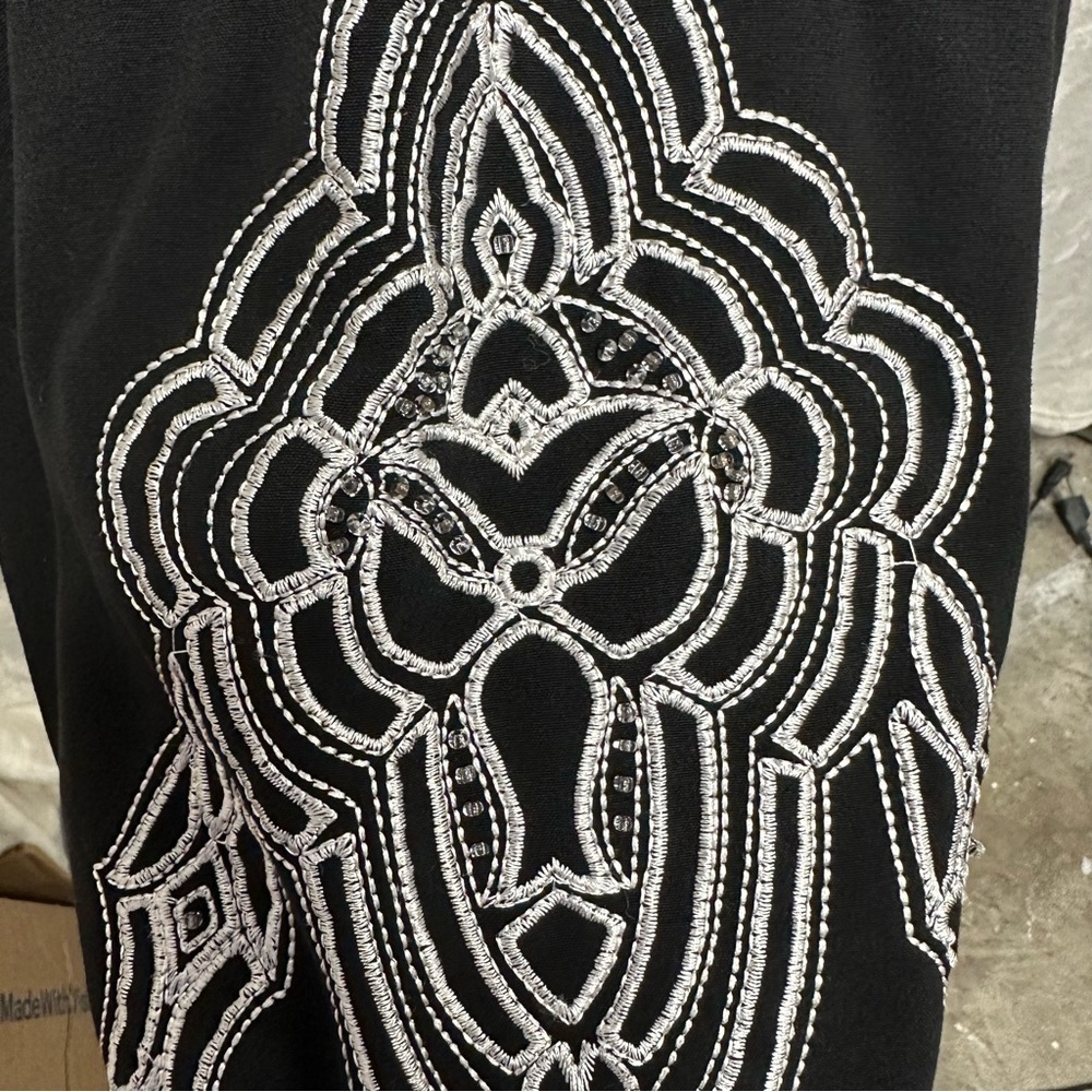 Sunny Leigh women’s pleated midi skirt black beaded boho whimsigoth size 8 - Picture 5 of 7
